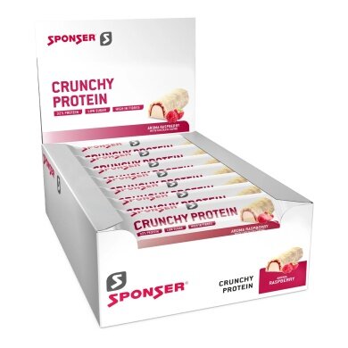 Sponser Crunchy Protein Bars (over 30% protein content, only 1.8g sugar per bar) Raspberry 12x50g box