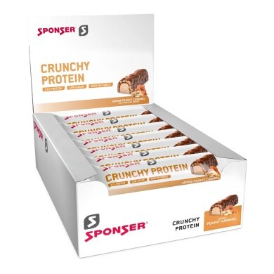 Sponser Crunchy Protein Bars (over 30% protein content, only 1.8g sugar per bar) Peanut/Caramel 12x50g Box
