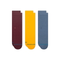 Stance Daily Sock Crew Icon (reinforced heel and toe area) burgundy/yellow/steel blue - 3 pairs