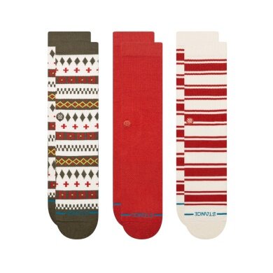Stance Daily Sock Cabin Days Crew olive/red/white - 3 pairs