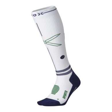 STOX Energy Socks Sports Socks Compression Sports Socks Calf (promotes circulation) white/navy/green men's - 1 pair
