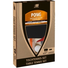 Sunflex Table Tennis Racket Set Pong - 2 training rackets, inverted rubbers with 1.0mm sponge + 3 balls in cardboard packaging