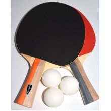 Sunflex Table Tennis Racket Set Pong - 2 training rackets, inverted rubbers with 1.0mm sponge + 3 balls in cardboard packaging