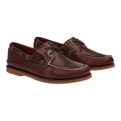 Timberland Classic 2-Eye Boat Shoes (Premium Leather) dark brown men's