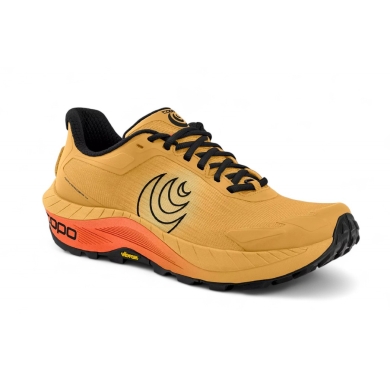 Topo Running Shoes MTN Racer 4 (Mountain, Trail, wider toe box) orange/black men's