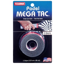 Tourna Overgrip Padel Mega Tac (extreme grip, durable, wide) black pack of 3