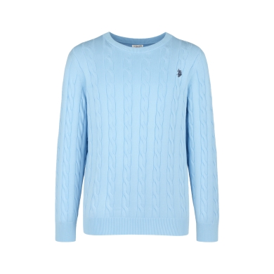 U.S. Polo Assn. Jumper R-Neck US16869 (100% Cotton) light blue Men's