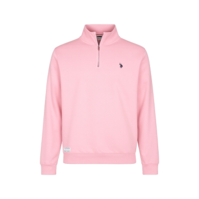 U.S. Polo Assn. Pullover Sweat Half Zip US16953 (100% Cotton) light pink Men's