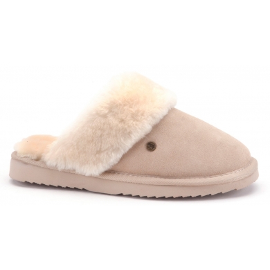 Warmbat slippers Flurry suede with merino sheepskin light brown ladies