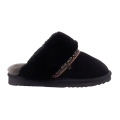 Warmbat Slippers Flurry Suede Tape with Merino Sheepskin black Ladies