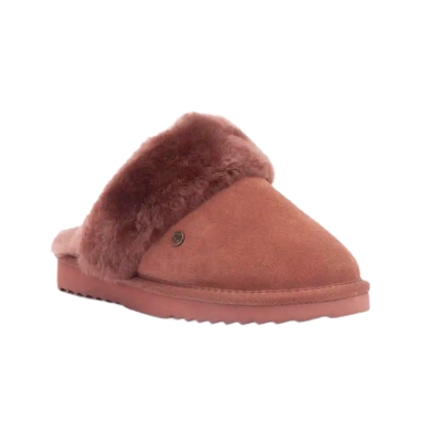 Warmbat Slippers Flurry Suede with Merino Sheepskin brown-red Ladies