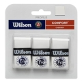 Wilson Overgrip Pro Roland Garros 0.6mm (Comfort/smooth/lightly adhesive) white pack of 3