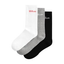 Wilson Tennis Socks Crew Logo White/Grey/Black Men's - 3 Pairs