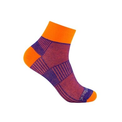 Wrightsock Sports Socks Quarter Coolmesh II (thin, breathable, comfortable) royal blue/orange - 1 pair