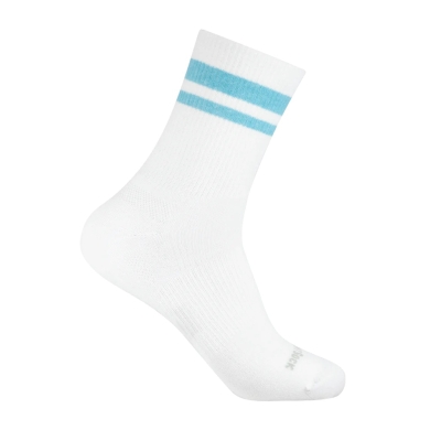 Wrightsock Tennis Socks Crew Stride (calf-high, medium thickness, anti-blister sock) white/blue - 1 pair