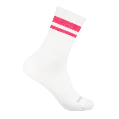 Wrightsock Tennis Sock Crew Stride (calf-high, medium thickness, anti-blister sock) white/pink - 1 pair