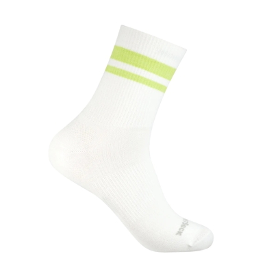 Wrightsock Tennis Sock Crew Stride (calf-high, medium thickness, anti-blister sock) white/light green - 1 pair