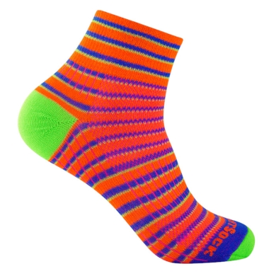 Wrightsock Sports Socks Quarter Coolmesh II (thin, breathable, comfortable) orange/blue/green - 1 pair