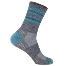 Wrightsock Wander Sock Crew Escape (extra terry cushioning, medium thickness) grey/turquoise - 1 pair