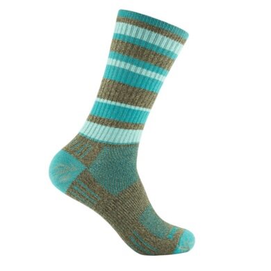 Wrightsock Wander Sock Crew Adventure (warm, padded footbed) brown/teal blue - 1 pair