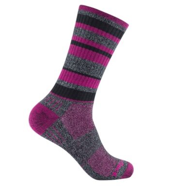 Wrightsock Wander Sock Crew Adventure (warm, padded footbed) grey/black/fuchsia - 1 pair