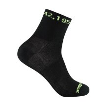 Wrightsock Sports Socks Quarter Plus Coolmesh II Patterned Socks (breathable, comfortable) black/lime green - 1 pair