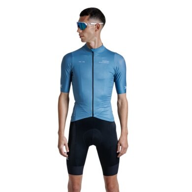 X-Bionic Bicycle Shirt Corefusion Ride Jersey (Front Zip, 3 Back Pockets, Breathable) blue Men's