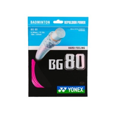 Stringing with badminton string Yonex BG80 pink