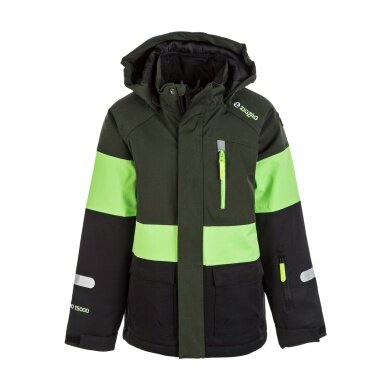 Zigzag Winter Ski Jacket Taylora W-PRO 15,000 (4-way stretch, waterproof, windproof) black/lime/green children