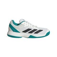 adidas Courtflash Allcourt 2025 tennis shoes white/teal blue boys