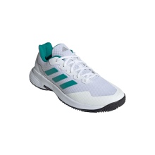 adidas GameCourt 2 Allcourt tennis shoes white/teal green/black men's