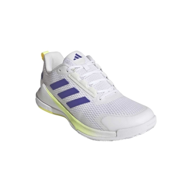 adidas indoor court shoes Novaflight 2 white/blue/lime green men's