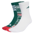adidas Sports Socks Christmas Graphic Crew (Cotton Blend) white/green - 3 pairs