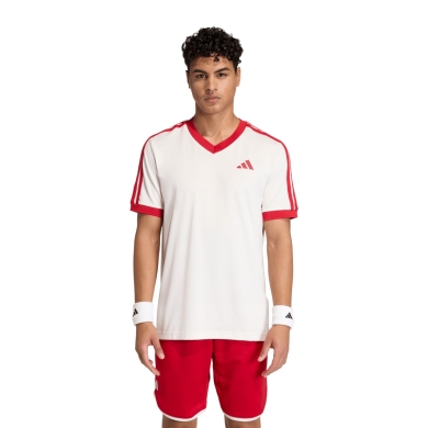 adidas Tennis T-shirt Classics Heritage cream white/red Men's