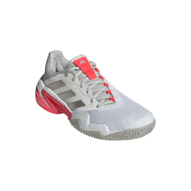 adidas Barricade 13 Allcourt Tennis Shoes (Stability) 2025 white/silver/red ladies