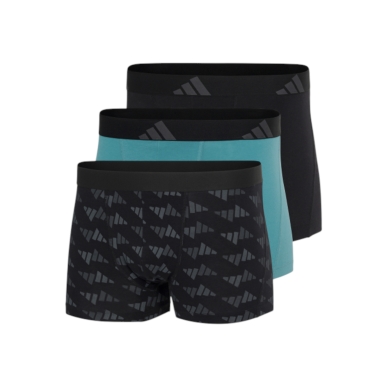 adidas underwear boxershorts trunk active flex cotton black/teal blue men's - 3 pieces