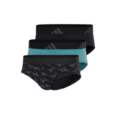 adidas Underwear Slip Brief Active Flex Cotton - black/teal blue/grey - 3 pieces