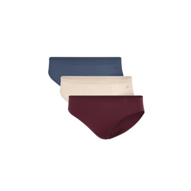 adidas underwear bikini briefs (perfect fit) burgundy/beige/blue ladies - 3 pieces