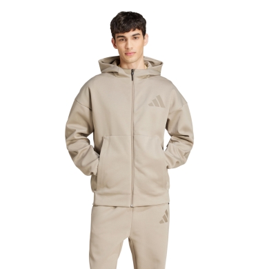 adidas Z.N.E. Zip Hoodie (Cotton/Polyester) beige Men's