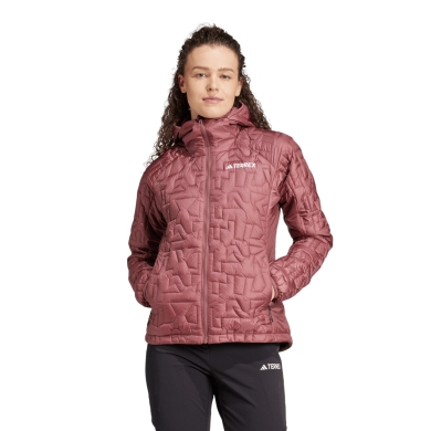 adidas Isolation Jacket Terrex Xperior PrimaLoft Loose Fill Hooded Burgundy Red Ladies