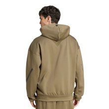 adidas Z.N.E. Zip Hoodie (Cotton/Polyester) olive green men's