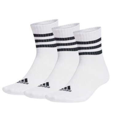 adidas Sports Socks 3-Stripes Cushioned Sportswear Mid-Cut (Cotton) white/black - 3 pairs