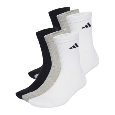 adidas Sportsocks Crew Cushion New Logo (fully cushioned) multicoloured white/grey/black - 6 pairs