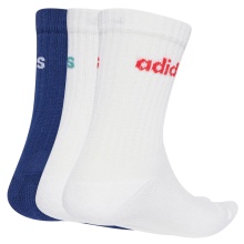 adidas Sports Socks Linear Crew Cushioned (Cotton) white/blue - 3 pairs
