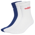 adidas Sports Socks Linear Crew Cushioned (Cotton) white/blue - 3 pairs