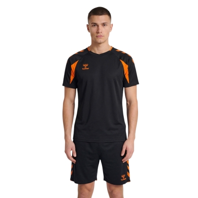 hummel Sport Shirt hmlCORE 2.0 (recycled polyester, optimal freedom of movement) short sleeve black/orange men's
