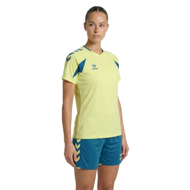 hummel Sport Shirt hmlCORE 2.0 (recycled polyester, optimal freedom of movement) short sleeve light yellow/blue ladies