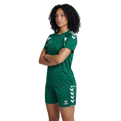 hummel Sport Shirt hmlCORE 2.0 (recycled polyester, optimal freedom of movement) short sleeve dark green/white ladies