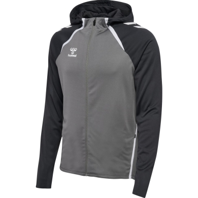 Hummel sports training jacket hmlLEAD 2.0 zip hoodie (high breathability, quick-drying) grey/black men's