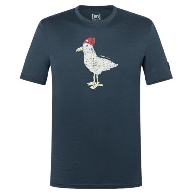 super natural leisure T-shirt Johnny Tee (Merino mix) dark blue men's
